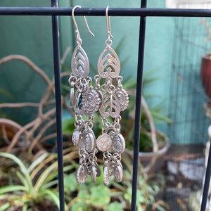 Virgin Saints & Angels silver earrings , with 7 medals on each earring.